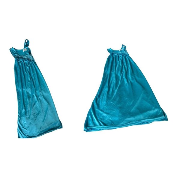 Lati Fashion Intimates Collection Nightgown Medium? Blue Sleeveless Embr… - Picture 9 of 12